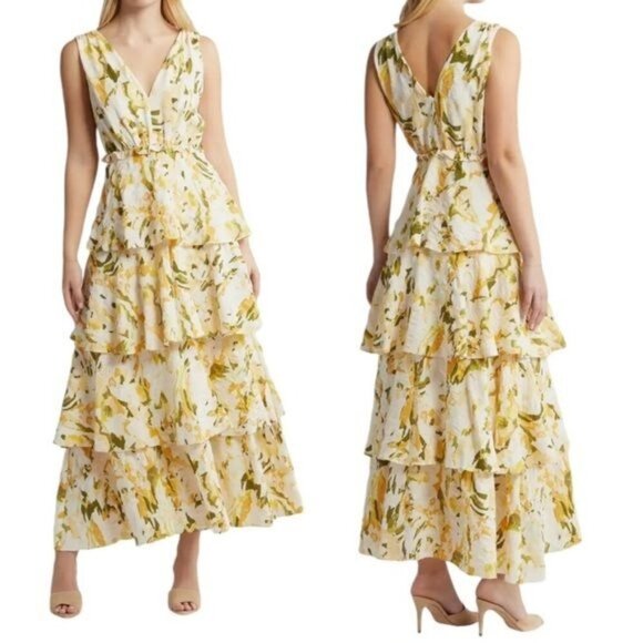 Chelsea28 Dresses & Skirts - Chelsea28 Nordstrom Women's Yellow Floral Tiered Maxi Dress Size S NWT